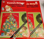 NEW Set Of 2 Santas Helper Christmas Tree Wall Hanging Whitman Vintage