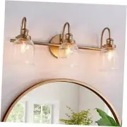 Gold Vanity Light, Modern Bathroom Light Fixtures Over Mirror, 3-Light Vanity