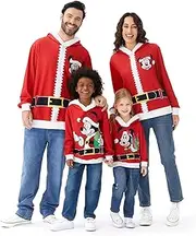 Disney Mickey and Friends Family Matching Christmas Hooded Sweatshirt Casual Mickey Snow Pattern Long Sleeve Pullover Hoodies