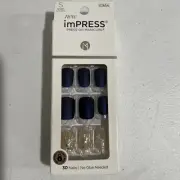 Kiss Impress Press-On Manicure Nails Sealed Short KIM005C Wannabe Star BLUE GOLD