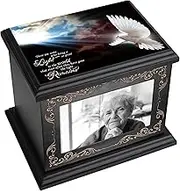Cremation Urns for Human Ashes Adult Male or Female, Funeral Memorial Urns for Ashes with Photo Frame, Wooden Urns Box and Casket for Men Women, Burial Urn for Adults Up to 200 IBS
