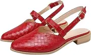 [Gikleihwy] Women's Pointed Toe Flat Mules Sandals, Lightweight Adjustable Buckle Slingback Loafer Shoe Comfy Slip On Slipper for Party Wedding Daily