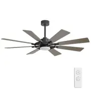 60 Inch Ceiling Fan with Lights and Remote Control, 8 Plywood Blades, 6-Speed...