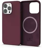 Sinjimoru Magnetic Silicone Case for iPhone 13, Anti-Dust and Compatible with Magsafe, iPhone 13 Silicone Case for MagSafe Wine Red