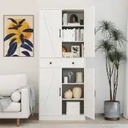 Costway183cm Tall Kitchen Pantry Modern Farmhouse Cupboard Cabinet-White