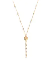 Ettika Cubic Zirconia Polished Pebble Lariat Necklace in 18K Gold Plated, 22-25