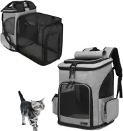 Cat Backpack Carrier - Expandable Mesh Breathable Foldable Pet Travel Bags for S