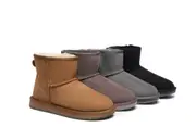 AUSTRALIAN SHEPHERD® UGG Boots Double Faced Sheepskin Wool Ankle Mini Classic - Grey / AU Ladies 7 / AU Men 5 / EU 38