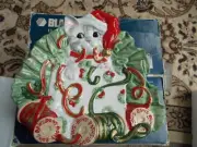 Fitz and Floyd Christmas Kitty Kringle Canape Plate Dish new in box