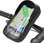 CCJZBCAU Bike Front Frame Phone Bag, Waterproof Mountain Bike Top Tube Bag for Phones, 360° Rotatable Cell Phone Holder for Smartphone, Compatible with Bicycle, Motorcycle
