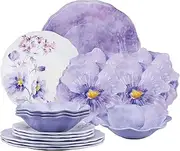UPware 16-Piece Melamine Dinnerware Set, Includes Dinner Plates, Salad Plates, Dessert Plates, Bowls, Service for 4. (Lavender)