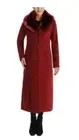 Anne Klein Women Plus Size Faux-fur Collar Maxi Coat In Red sz 1X (14w/16w)