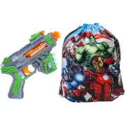 Kidplokio 2pc Space Toy Bundle Green Blaster and Superhero Cinch Bag Boys 3 Up