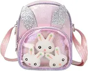 [FOMIYES] Cartoon Bunny Single Shoulder Bag Durable PU Crossbody Sling Bag for Storing Keys Money Items Stylish Fashion Accessory