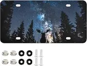 YXYZRMY License Plate Moose Starry Sky Forest Aluminum Decorative Car Front License Plates 6” × 12”