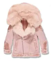 JORDAN CRAIG (KIDS) PINK SHEARLING MOTO JACKET
