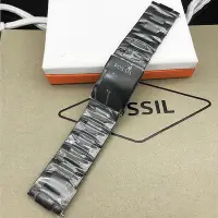 在飛比找Yahoo!奇摩拍賣優惠-FOSSIL鋼錶帶不鏽鋼黑色24MM平口通用男士手錶JR14