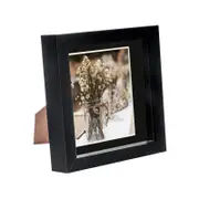 Nicola Spring 6 x 6 3D Shadow Box Photo Frame - Craft Display Picture Frame with 4 x 4 Mount - Glass Aperture - Black