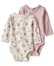 Little Planet Carter's Baby Girls Wildberry Bouquet Solid Rib Bodysuit Pink Crme