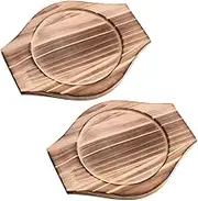 UPKOCH 2pcs Korean Dolsot Stone Bowl Wood Base Bibimbap Bowl Wood Mat Hot Pot Trivet Underliner Casserole Pot Tray Heat Resistant Coaster for Home Dolsot Pot 24 * 20 * 1.6cm