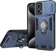 Smartphone Back Case Compatible with Motorola Moto G85 Case with Kickstand & Slide Camera Cover, Shockproof Military-Grade Case Rugged Protective Cover Compatible with Motorola Moto G85 Phone Cover Bu