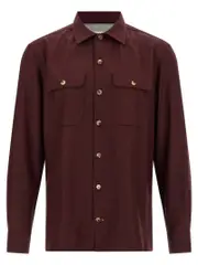 [Brunello Cucinelli] Brunello Cucinelli-Flannel Overshirt Camicie Bordeaux-Uomo M