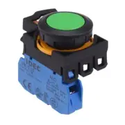 IDEC CW Series Green 22.3mm Momentary Flush Push Button Switch 1NO IP65