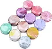 Rarapop 12 Pack Round Empty Hinged Tins Box, Mini Vintage Box Travel Tin Cans, 20ml Refillable Container Bottle for Candle, Lip Balm, Salve, Eye Shadow, Powder, Multicolor, Marble