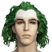 Adult Psycho Clown Joke Villain Green Hair Wig Halloween Costume Cosplay