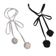 Women Skinny Scarf Thin Choker Belt Pompoms Long Tie Scarf Bag Handle Wrap