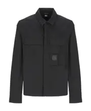 zip-up cotton shirt XL,M Black