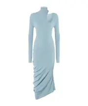 Fendi Asymmetric Cut-Out Detailed High-Neck Ribbed Dress IT40 Blue
