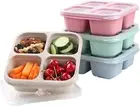 4 Pack Snack Containers, 4 Compartments Bento Box for Meal Prep and Food Storage