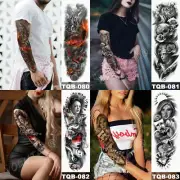 Large Arm Sleeve Tattoo Lion Crown King Rose Waterproof Temporary Tatoo Sticker.