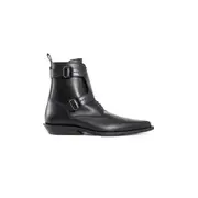 [ANN DEMEULEMEESTER] Efro Pointy Monkstrap Ankle Boots Black