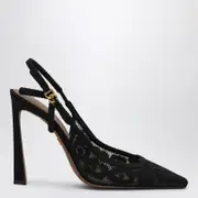 [Dolce & Gabbana] Black lace slingback with rhinestones 39 IT Black