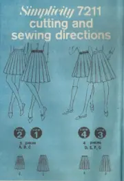 SIMPLICITY 7211 MISSES' WAIST SIZE 24" PLEATED SKIRTS SEWING PATTERN VINTAGE