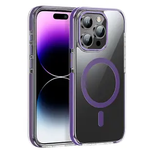 hoco. 浩酷 AS6 iPhone 15 Pro Max 透明簡約防摔磁吸保護手機殼 (黑/灰/紫)灰色