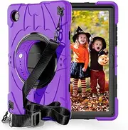for Samsung Galaxy Tab A8 10.5 Inch Case 2022 SM-X200/X205/X207, Shockproof Case with 360 Rotating Stand/Hand Strap/Shoulder Strap Kids Students Galaxy Tab A8 10.5 in Tablet Case,Purple