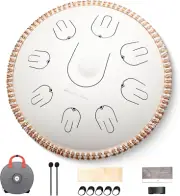 MOOZICA Steel Handpan Tongue Drum, 14 Inches 17 Notes in C Minor with Octave Ove