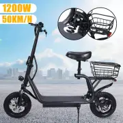 1200W Electric Scooter 50KM/H 50km Foldable Travel Adult Bike with Seat 2025 NEW