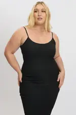 Black Bubble Texture Strappy Bodycon Scoop Neck Dress