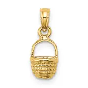 14K Yellow Gold 2-D Flat Back Mini Basket Charm
