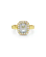 Forever Creations 14K 1.59 ct. tw. Diamond & Aquamarine Halo Ring