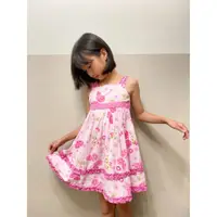 在飛比找蝦皮購物優惠-女童短袖連身裙洋裝(粉色蕾絲小碎花)
