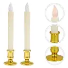 2 Pcs Battery Operated Candle Flameless Led Taper Candle Wall Lamp Rechargeable