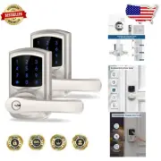 2 Pack Satin Nickel Keypad Lock Set with Mechanical Key Access and Modern Design
