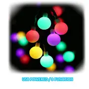 Sansai USB Powered 100 LED Globe Multicolor Decorative String Lights 15m