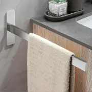 No Drilling Single Arm Towel Bar 304 Stainless Steel Wall Mounted Bathroom Towel Holder Brushed Self Adhesive Guest Towel Rack Silver for Bathroo