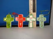 Cross Ornaments with assorted quotations set of 4 13840A 140
